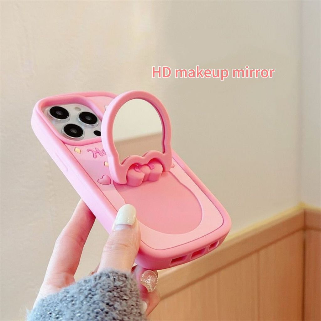 Cute Kitty Cat Mirror Stand Phone Case