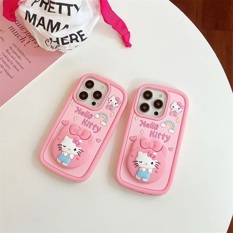 Cute Kitty Cat Mirror Stand Phone Case