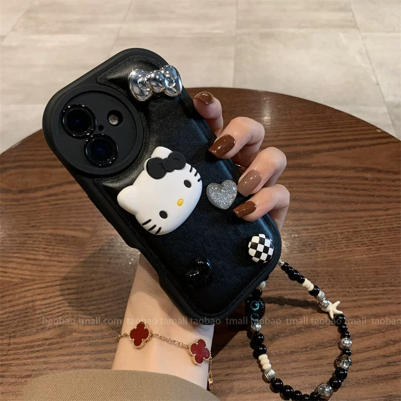 Heart-shaped Kitty Cat Chain Phone Case