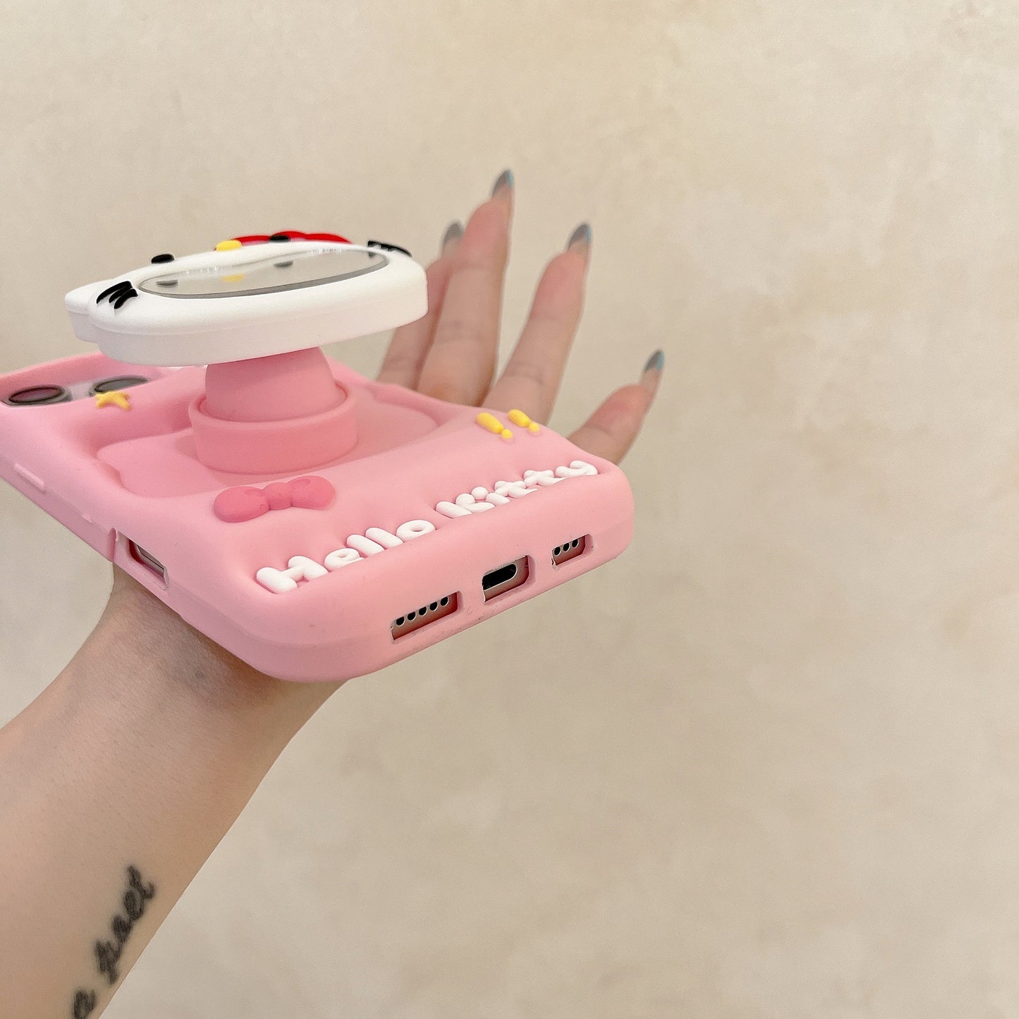Cartoon Mirror Kityy Cat Telescopic Stand Phone Case