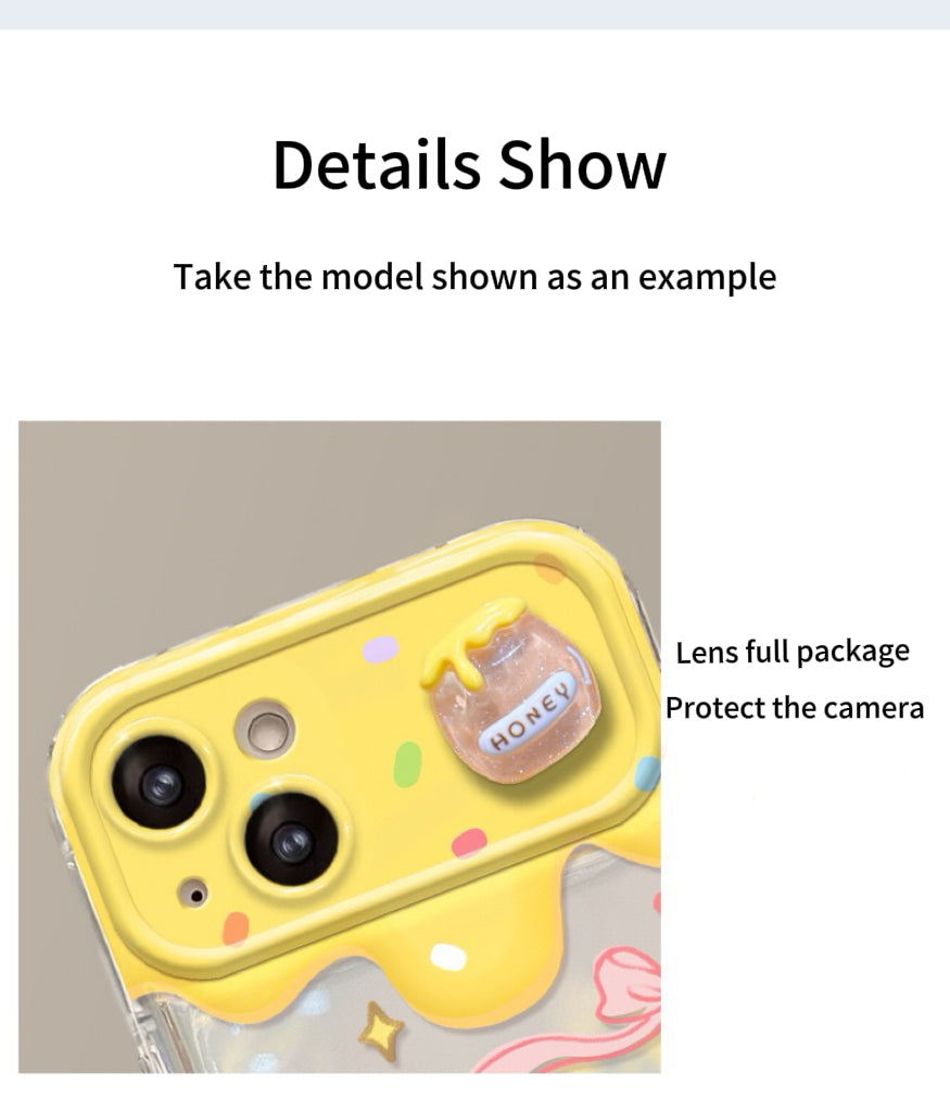 Yellow Bear Flip Phone Case with Mirror and Stand
