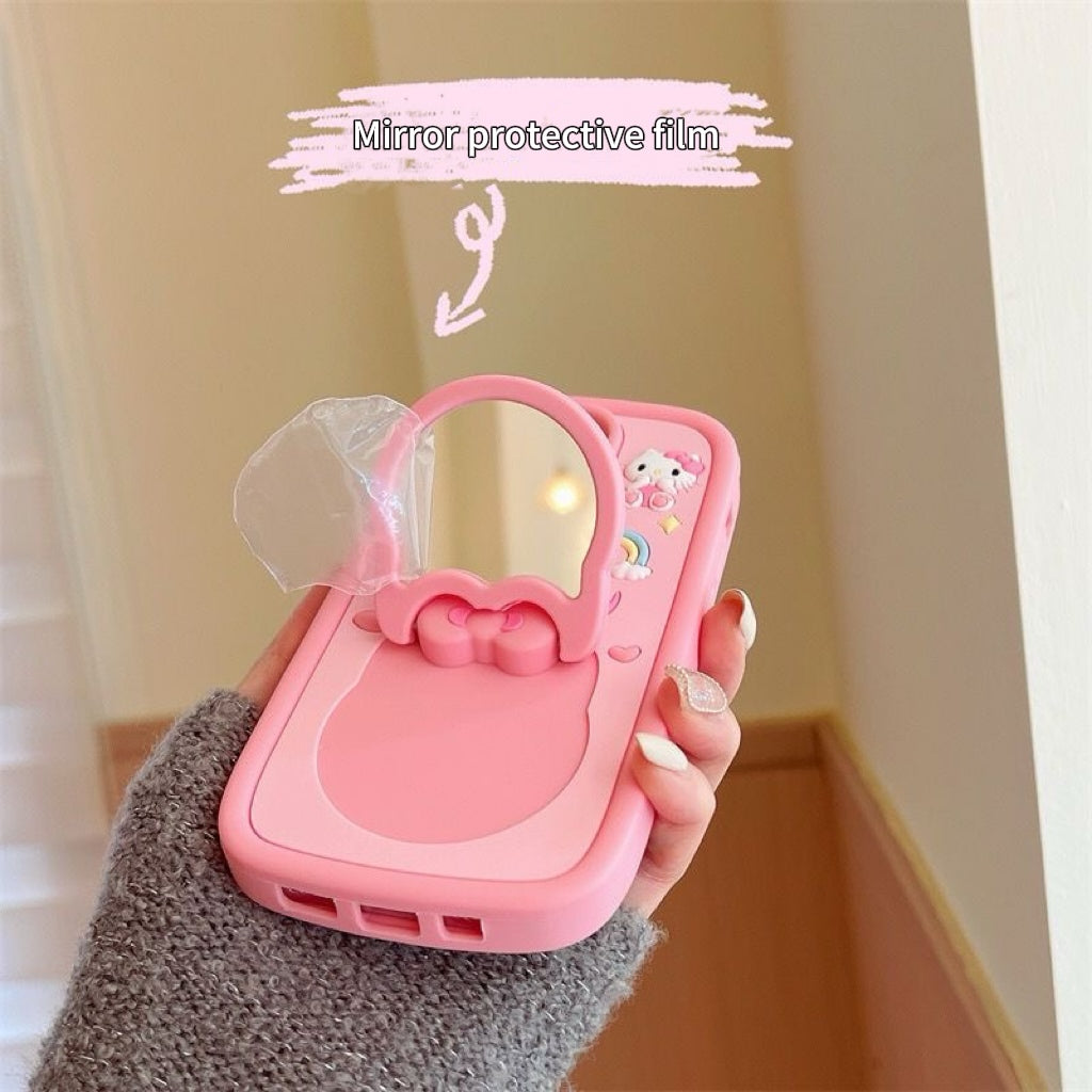 Cute Kitty Cat Mirror Stand Phone Case