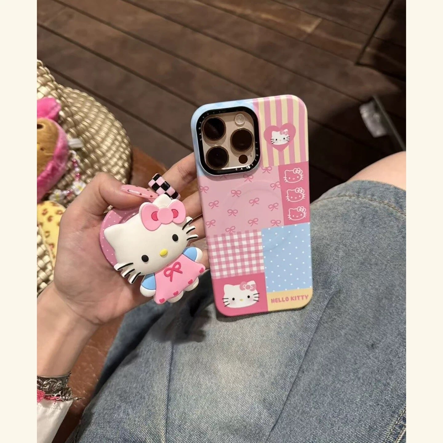 Chanel style black leather cat magnetic phone case