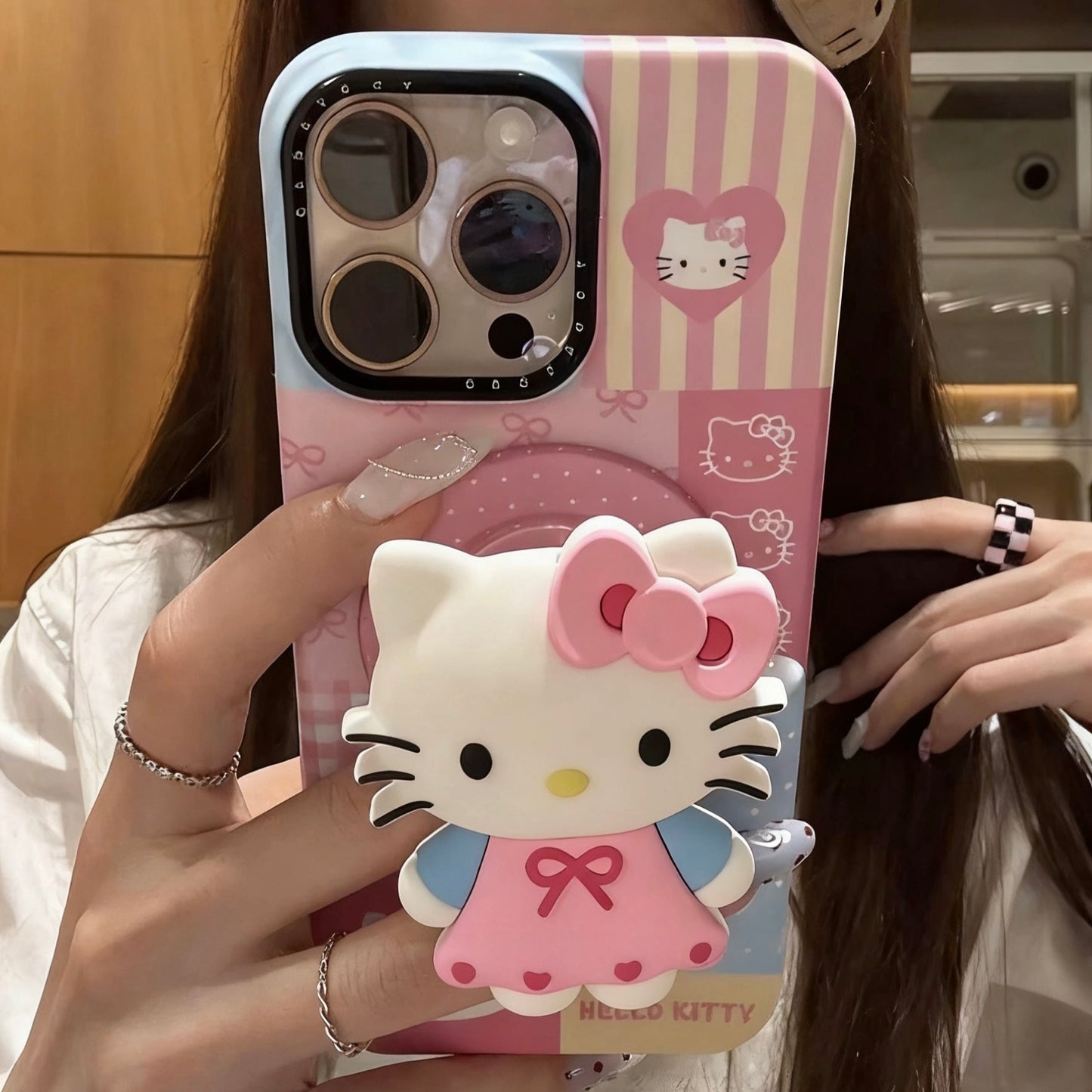 Chanel style black leather cat magnetic phone case