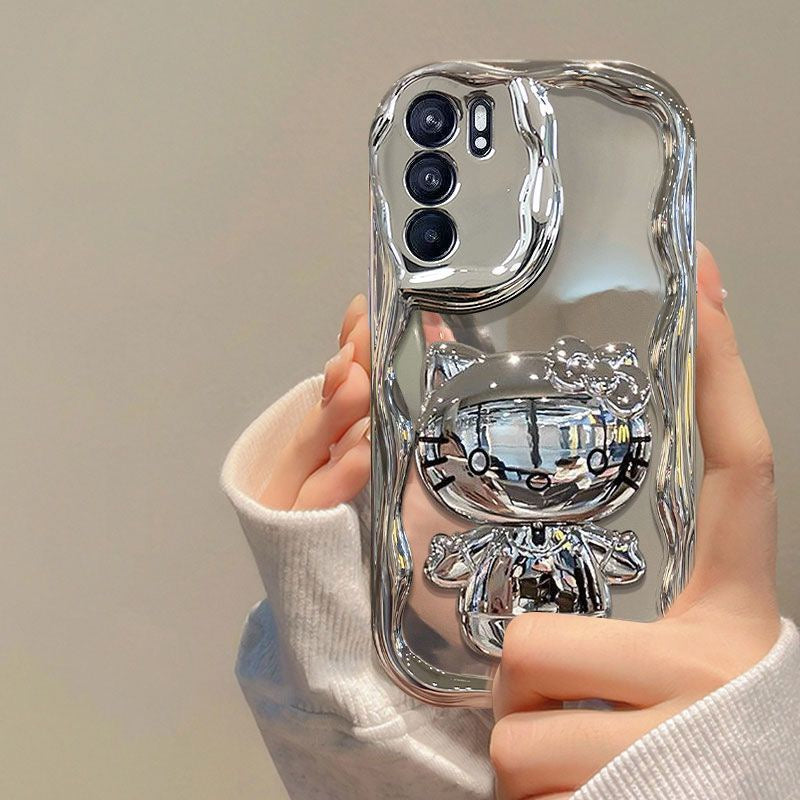 Rotating Kitty Portable Mirror and Stand Phone Case