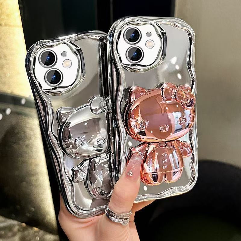 Rotating Kitty Portable Mirror and Stand Phone Case