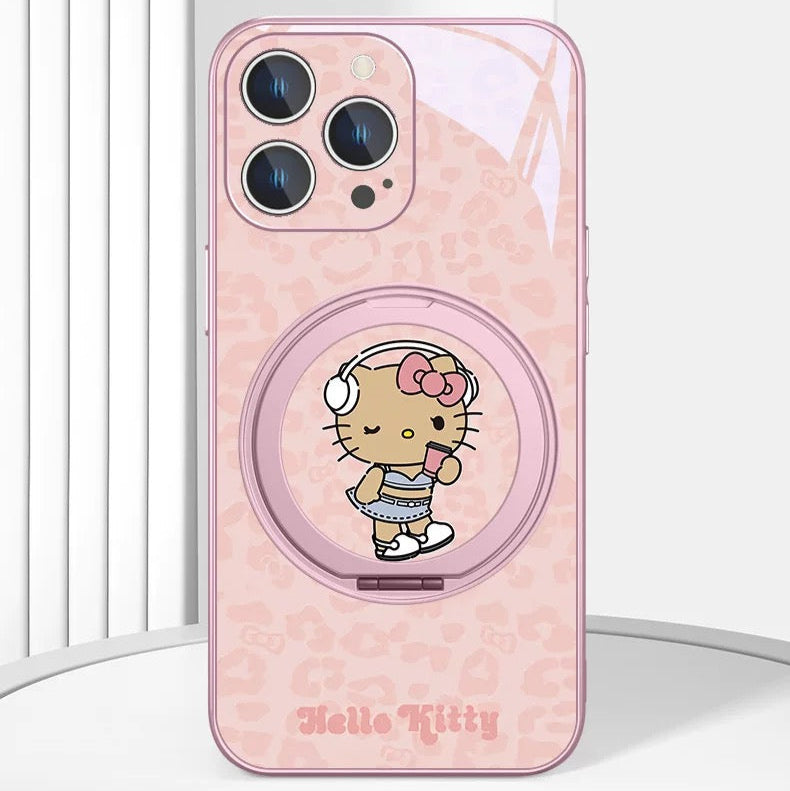 Kitty magnetic phone case with built-in stand