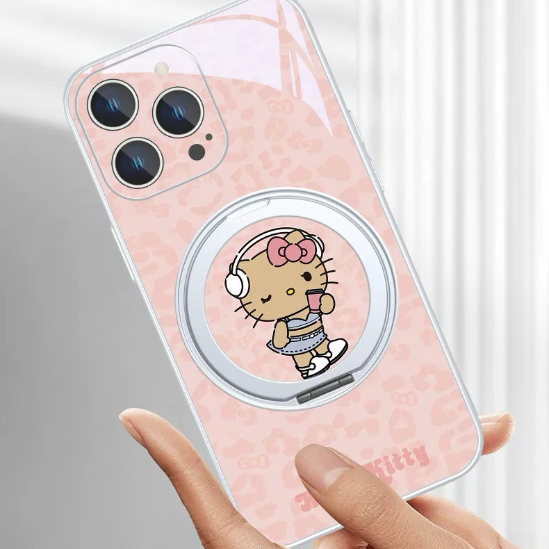 Kitty magnetic phone case with built-in stand