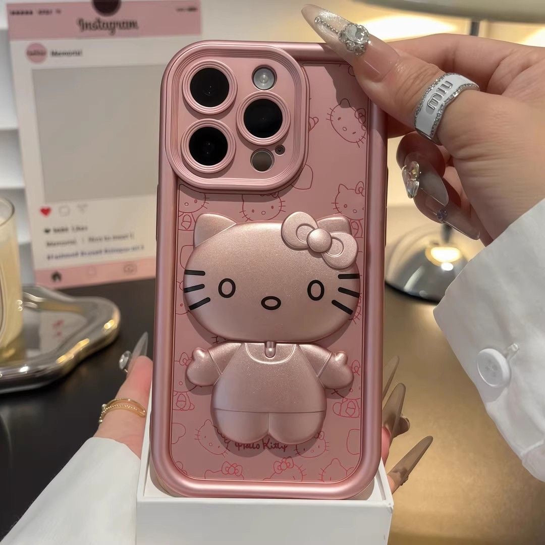 Pink Kitten with Rotating Mirror and Stand