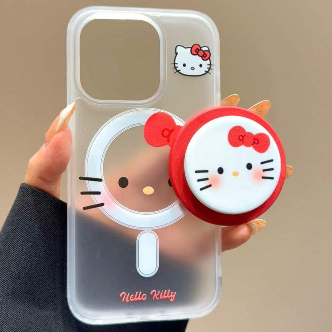 Frosted semi-transparent Kitty magnetic phone case