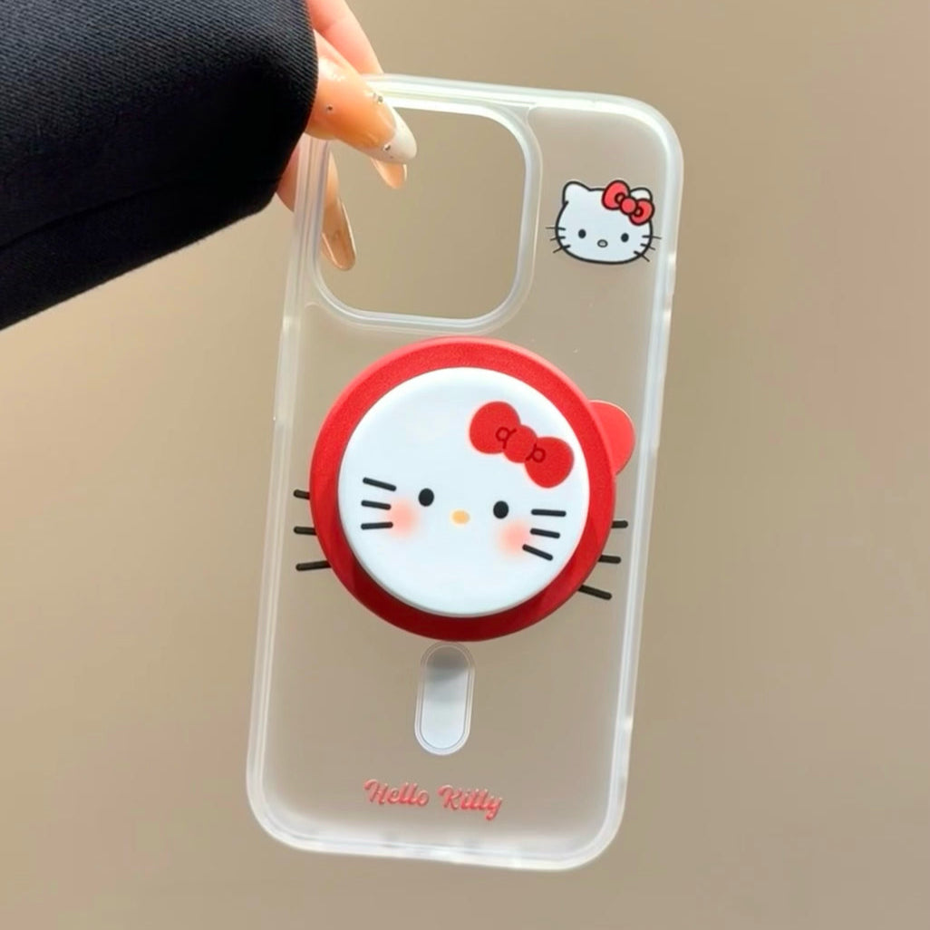 Frosted semi-transparent Kitty magnetic phone case