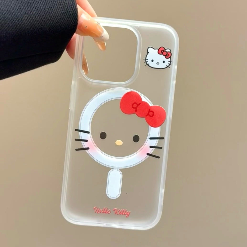 Frosted semi-transparent Kitty magnetic phone case
