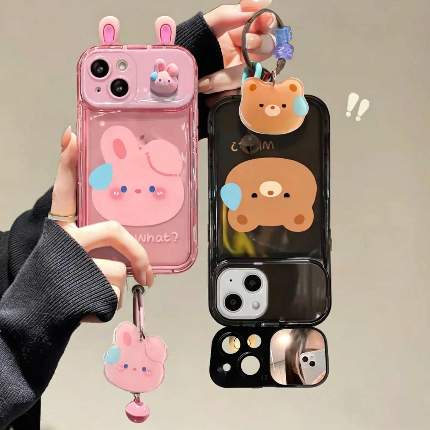Frog, Rabbit & Bear Flip-Mirror Phone Case