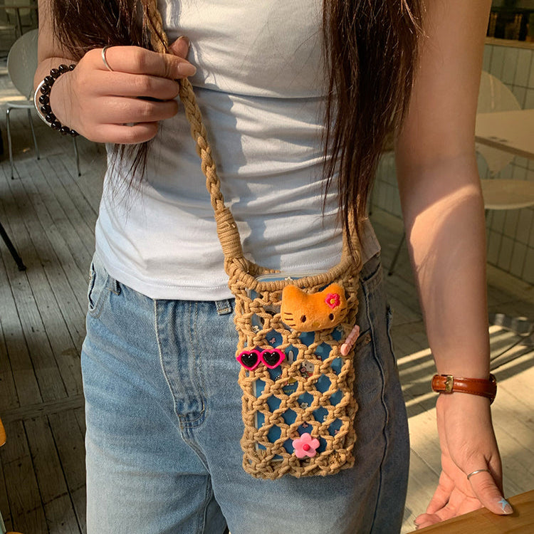 Hawaiian hand-woven Hello Kitty mobile phone bag