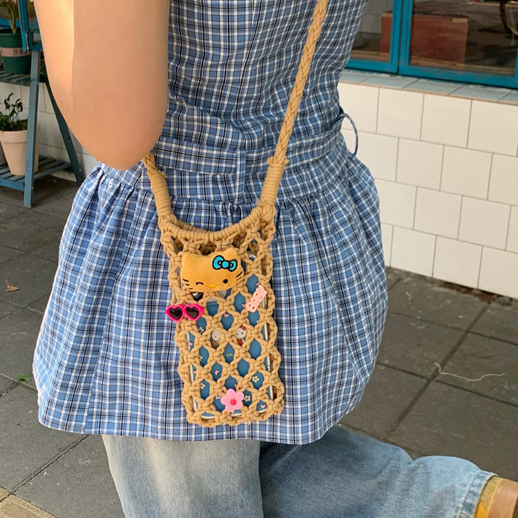 Hawaiian hand-woven Hello Kitty mobile phone bag