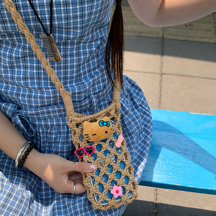 Hawaiian hand-woven Hello Kitty mobile phone bag