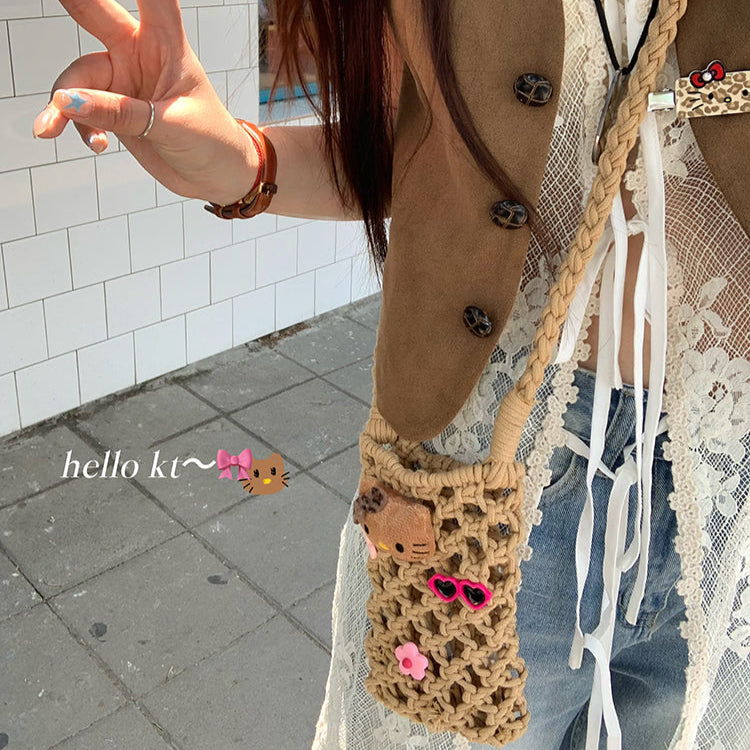Hawaiian hand-woven Hello Kitty mobile phone bag
