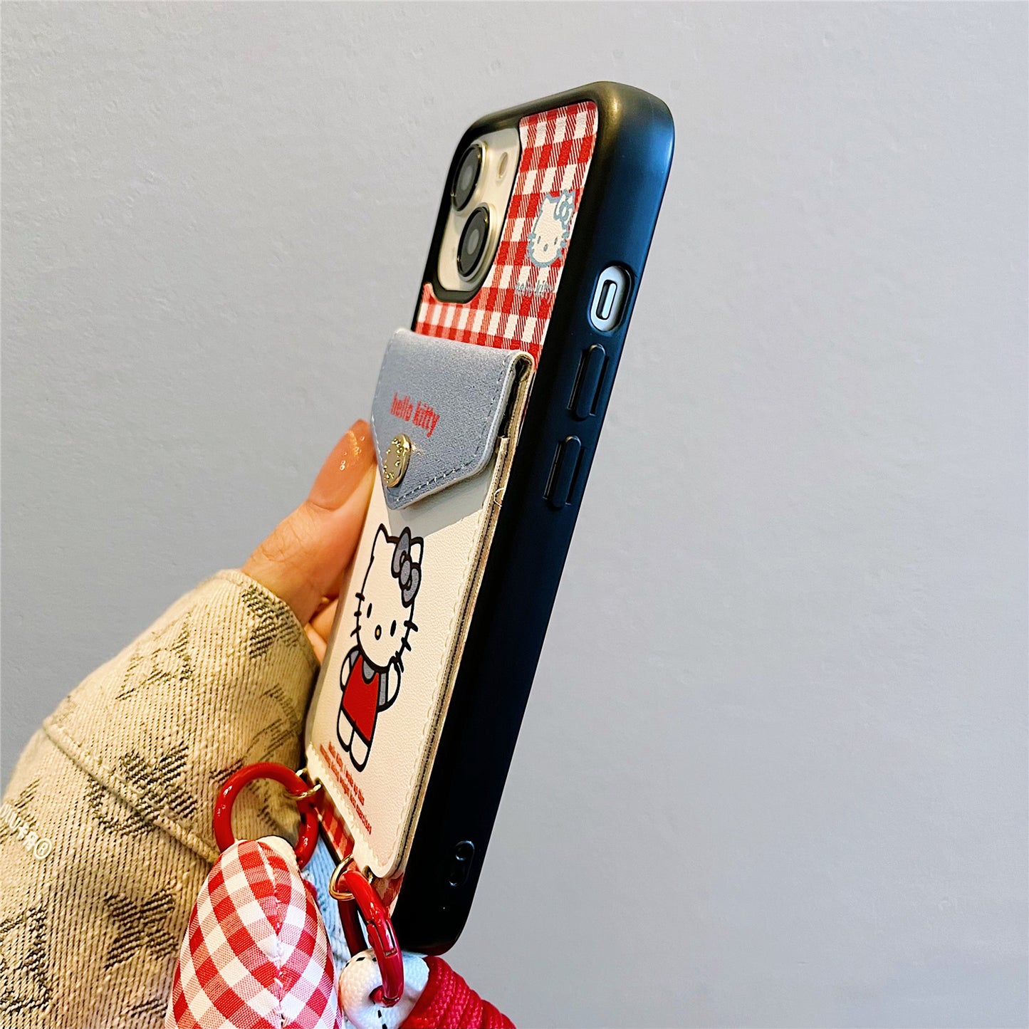チェック柄KTキャットカードホルダースマホケース