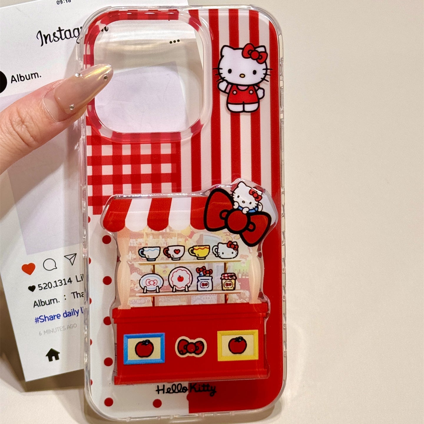 kT cat with mirror stand mobile phone case