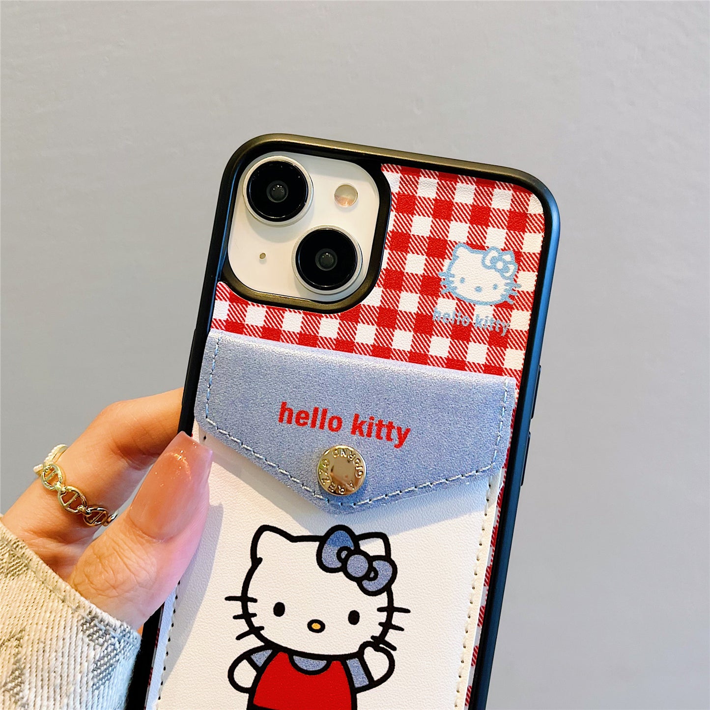 チェック柄KTキャットカードホルダースマホケース