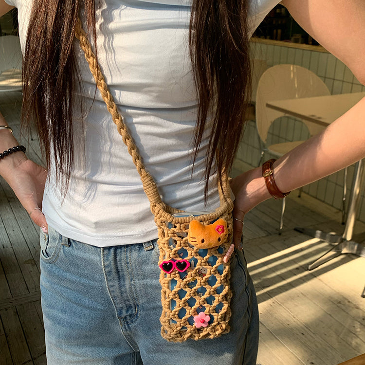 Hawaiian hand-woven Hello Kitty mobile phone bag