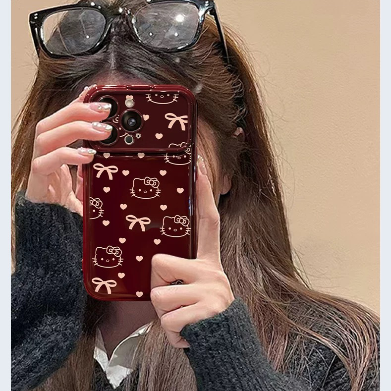 Full Screen Kitty Flip Mirror Stand Phone Case