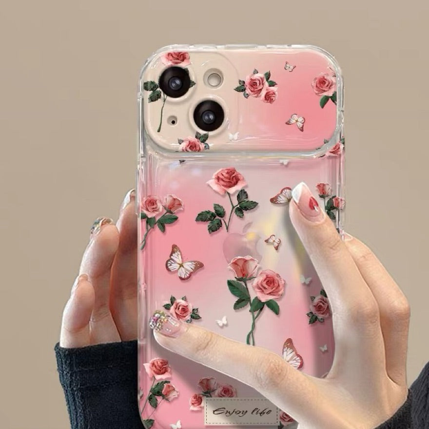 Retro rosa telefoncover med flip-spejl