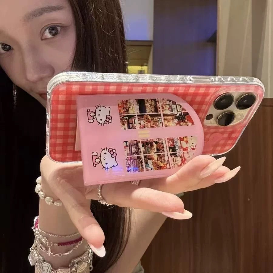 Android Flip Cover Kitty Cat Mirror Stand Phone Case