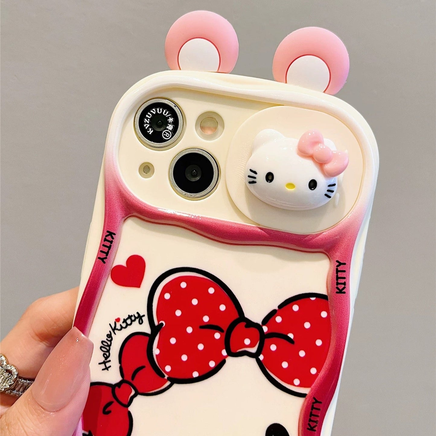 3D ear KT cat stand phone case