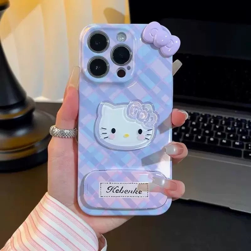Étui de téléphone Samsung avec miroir et motif chat et nœud papillon