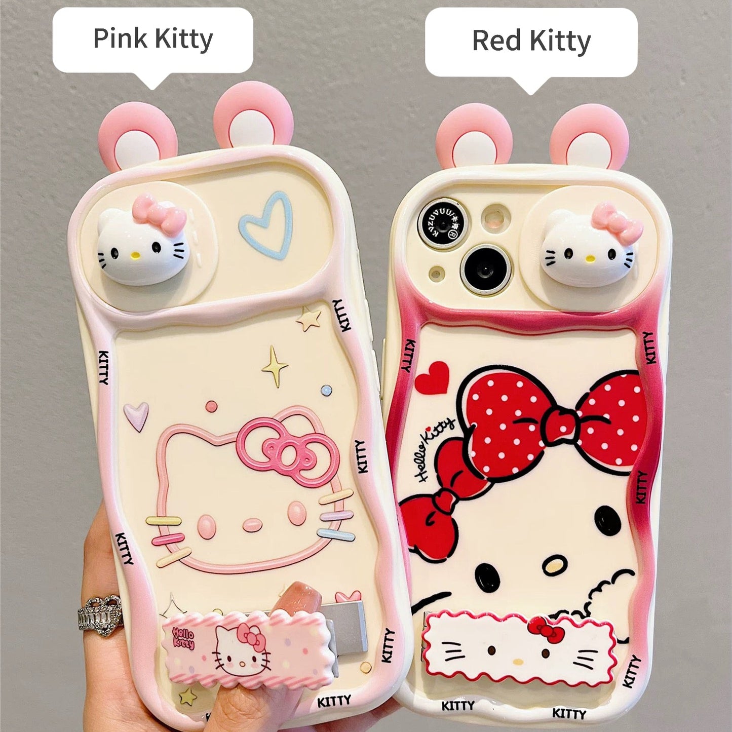 3D ear KT cat stand phone case