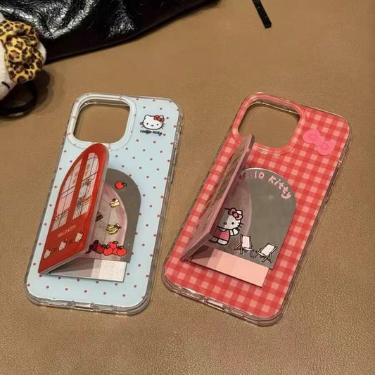 Android Flip Cover Kitty Cat Mirror Stand Phone Case