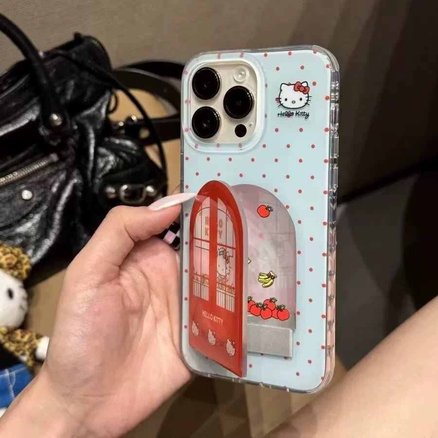 Android Flip Cover Kitty Cat Mirror Stand Phone Case