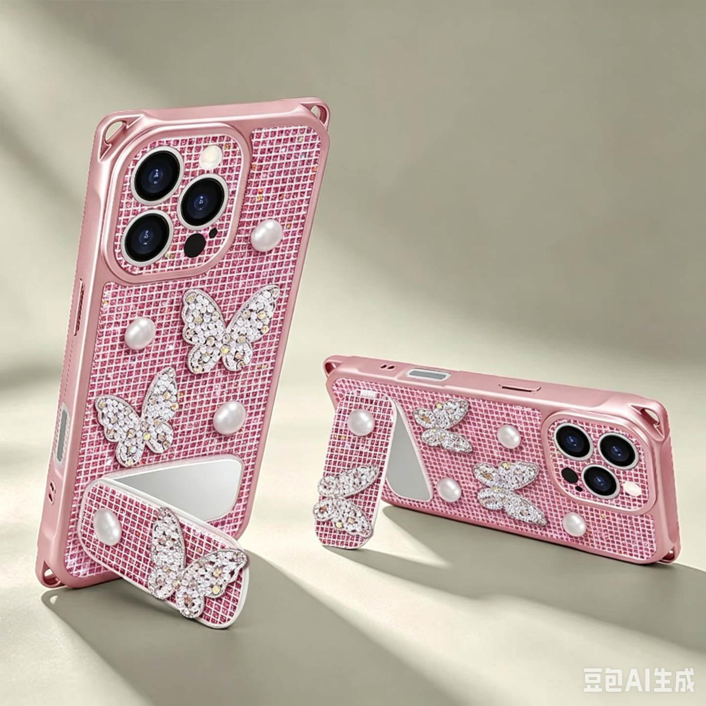 Sparkling Butterfly Portable Mirror Phone Case
