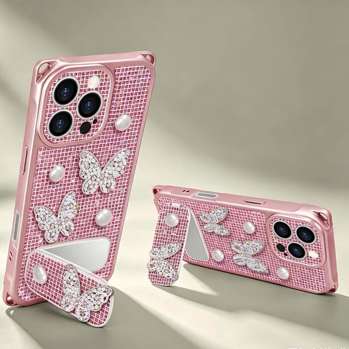 Sparkling Butterfly Portable Mirror Phone Case