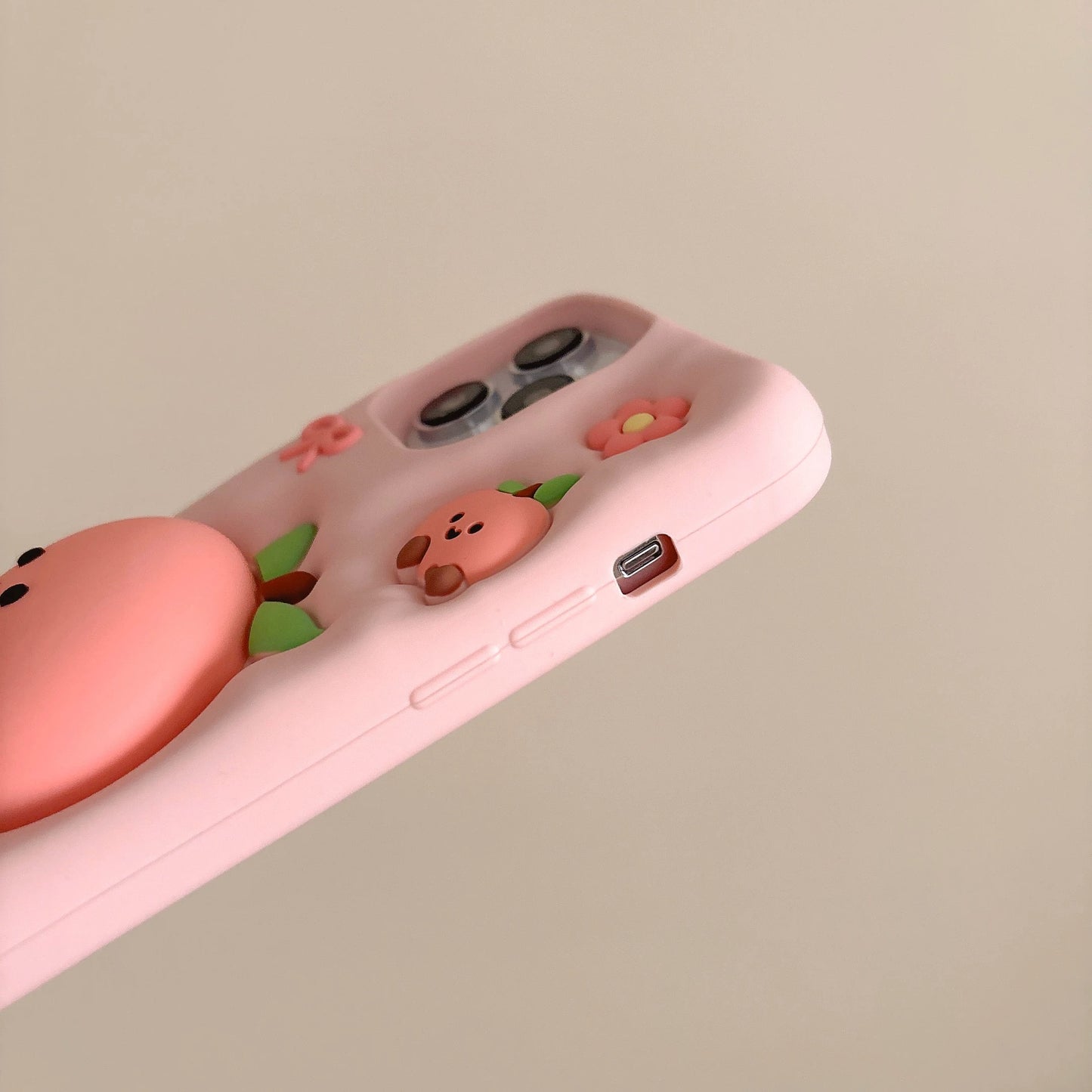Fun & Creative Cartoon Squeezable Stress-Relief Peach Phone Case