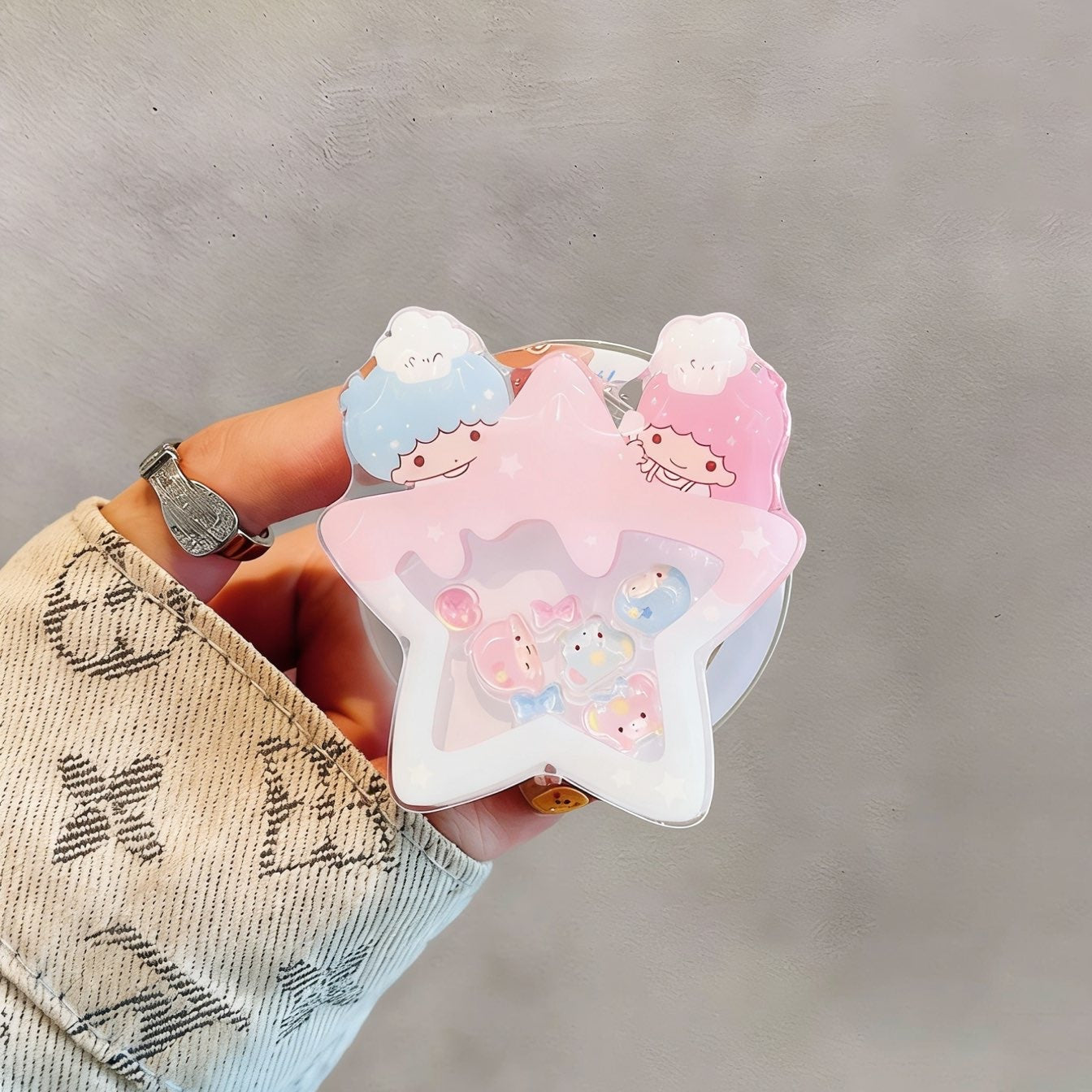 Twin-Star Glitter Phone Case with Magnetic Stand