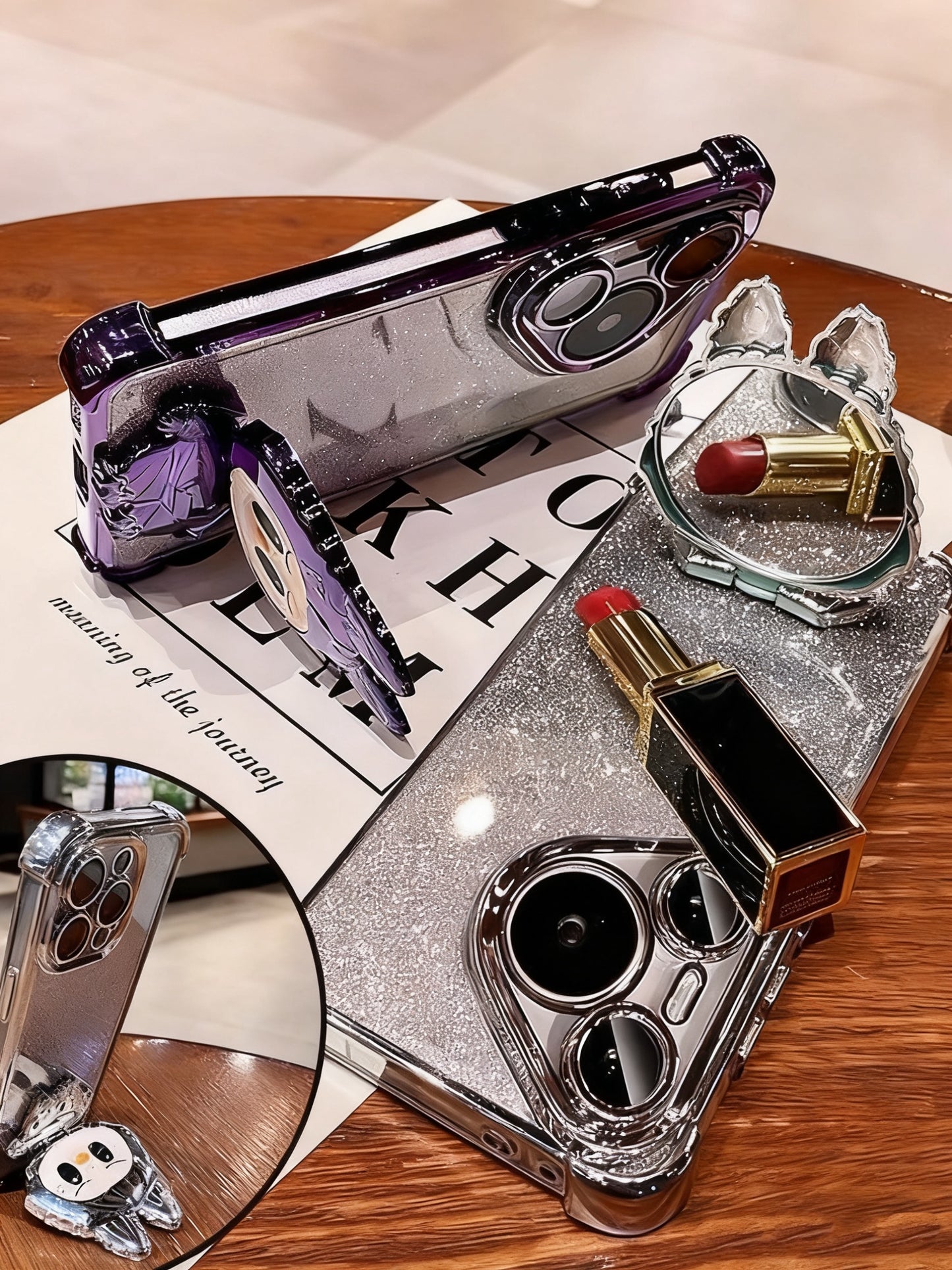 Android Labub Makeup Mirror Stand Phone Case