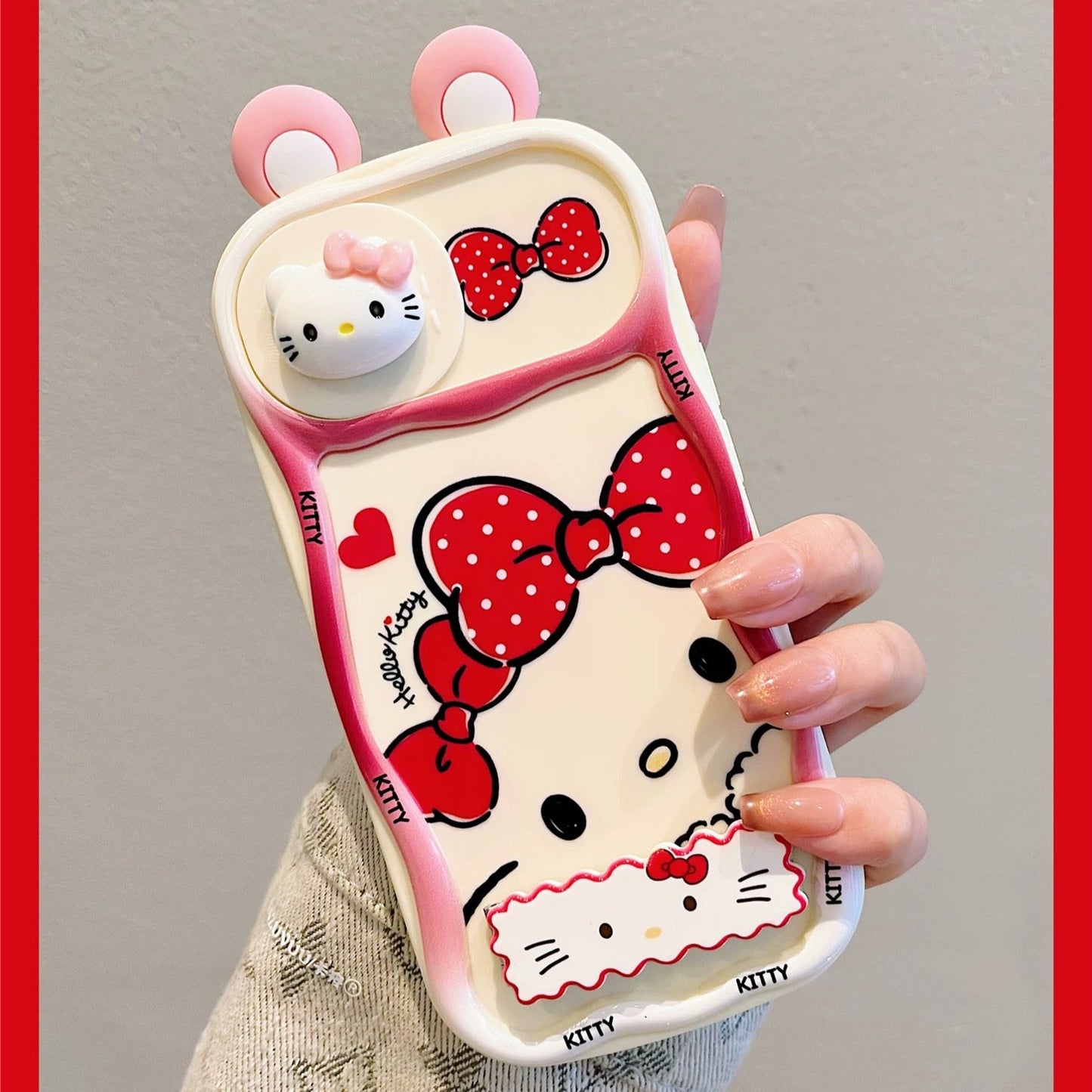 3D ear KT cat stand phone case
