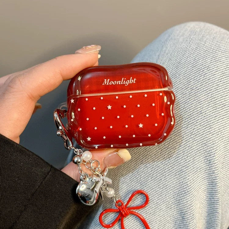 Minimalist Red Star & Polka Dot Earphone Case