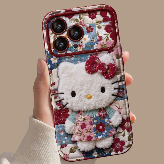 Flatt trykk Kattemønster flip-cover speiltelefondeksel