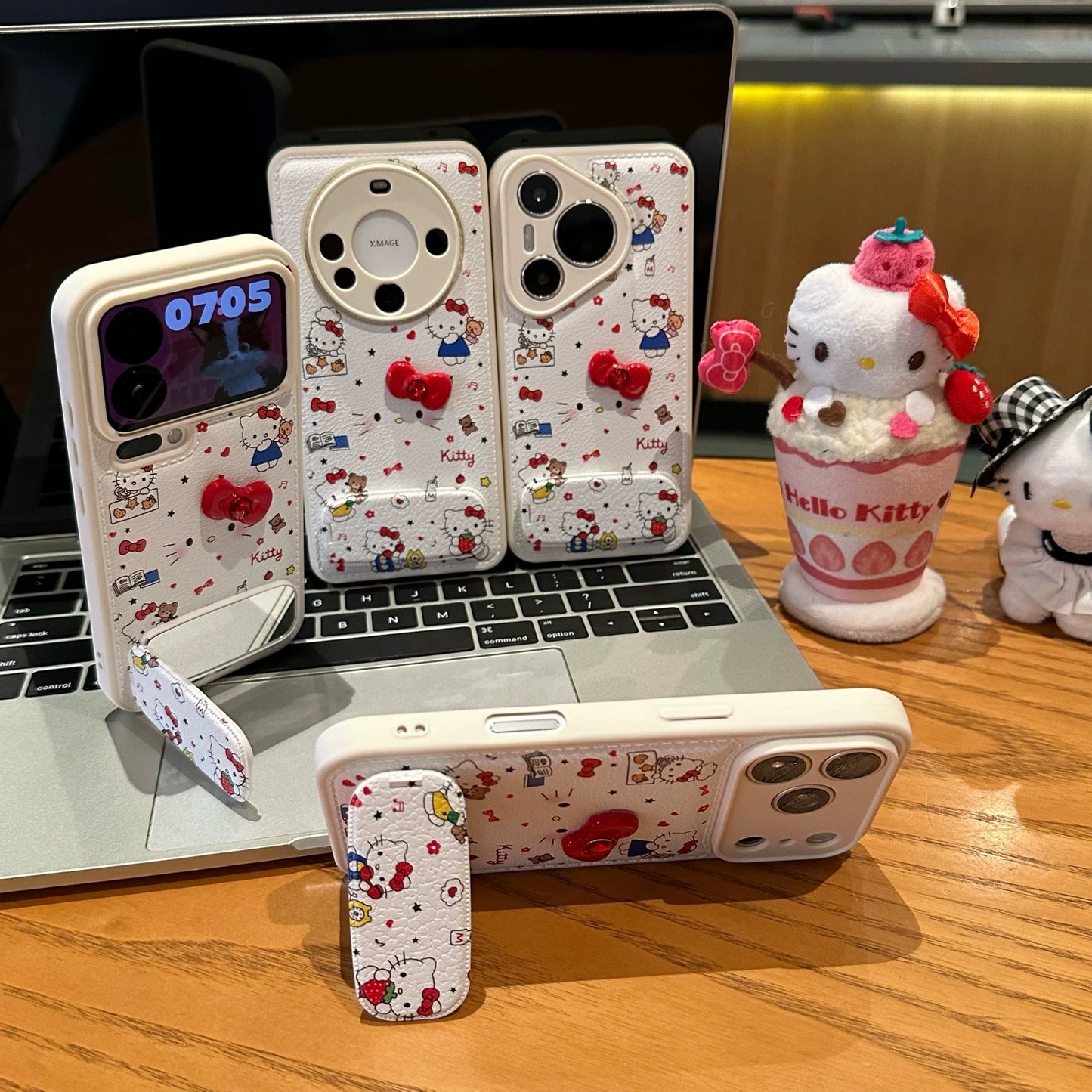 Étui de téléphone portable miroir chaton nœud papillon 3D