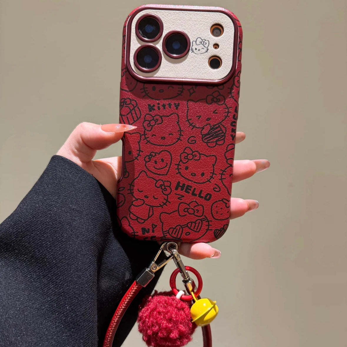 Hello Kitty burgundy full-screen phone case