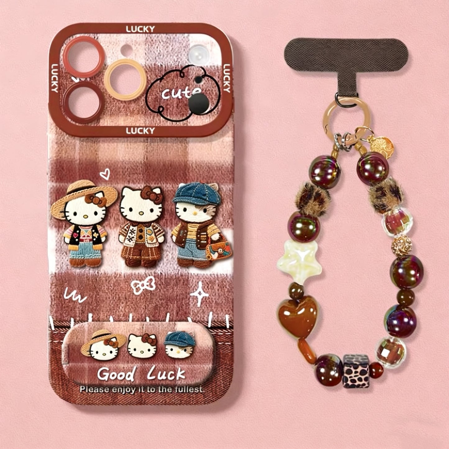 Hello Kitty phone case with a mirror and a stand