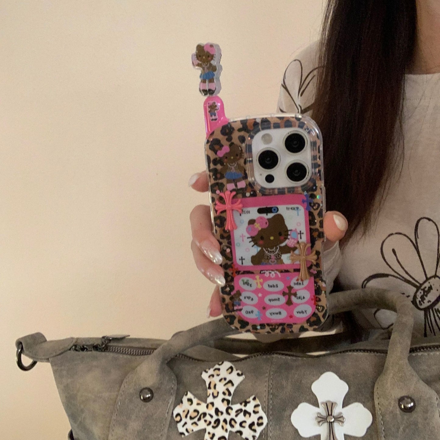 Leopard print Kitty mobile phone case