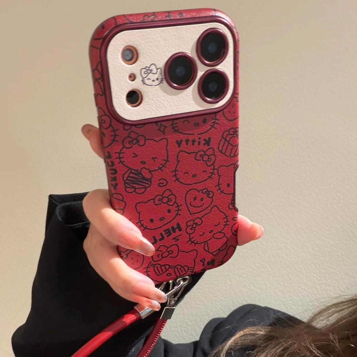 Hello Kitty burgundy full-screen phone case
