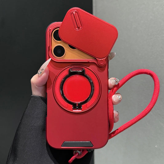 Slide-Cover, Rotating Magnetic Stand, and Lanyard Phone Case