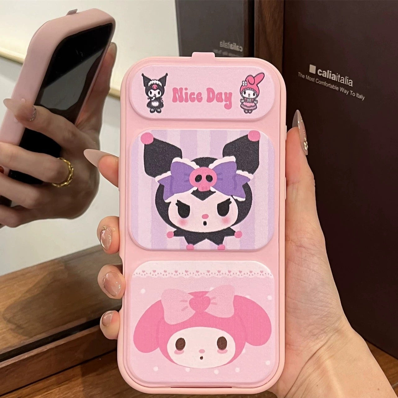 Kuromi My Melody Scarf Rabbit Flip Phone Case