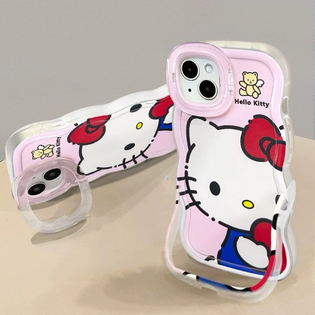 Osynligt hjärtformat telefonskal med dubbelt stativ för kattunge