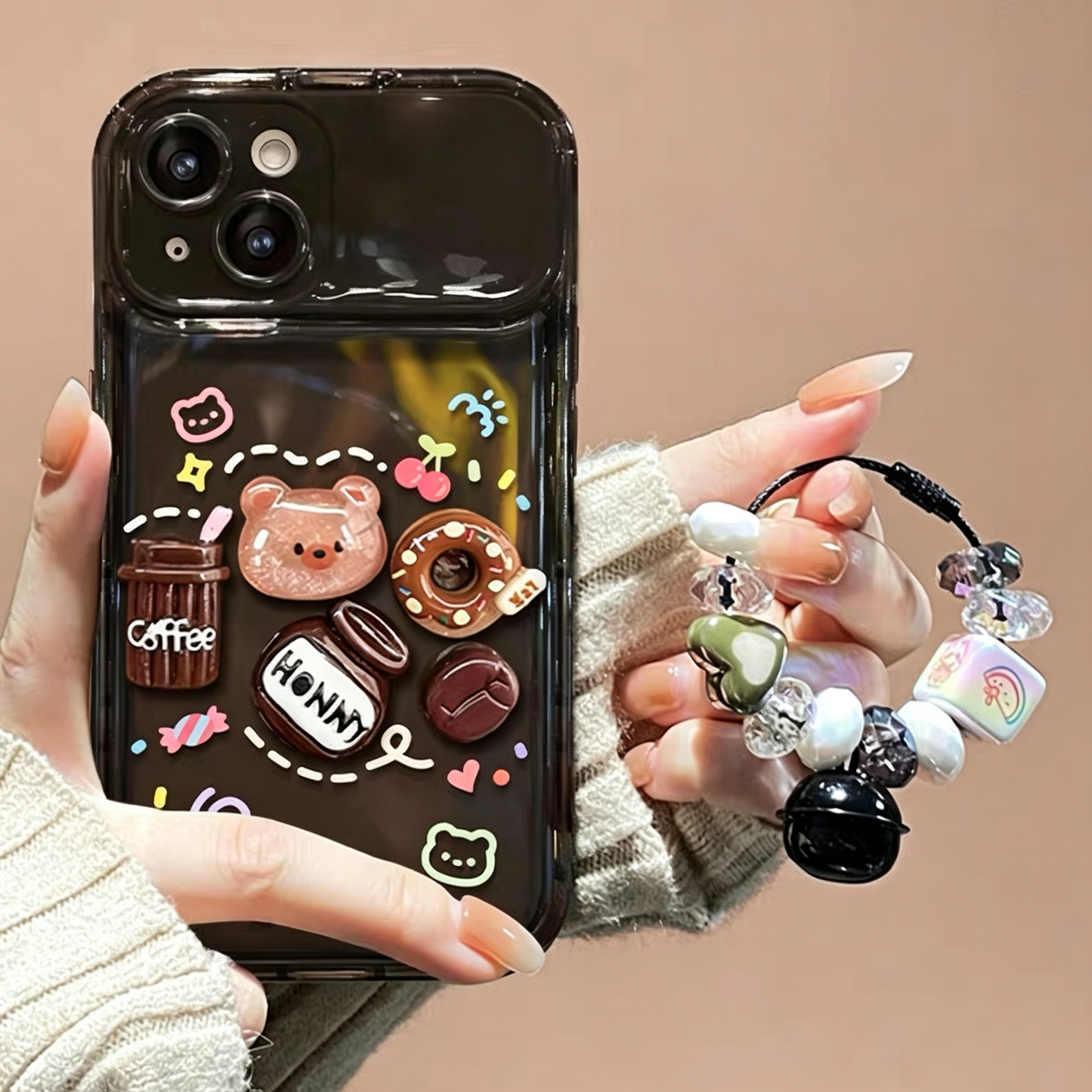 3D Pig and Coffee Portable Mirror Phone Case